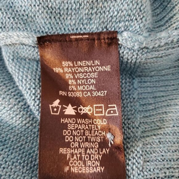 Nic + Zoe Linen Button Up Knit Tee size XXL in Deep Turquoise - NEW - Picture 13 of 13